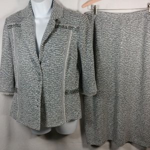 St. John Evening gray black metallic jacket skirt